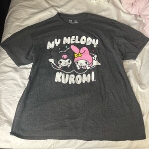 Black Sanrio My Melody & Kuromi cotton t-shirt